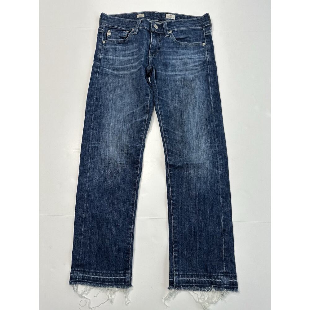 AG Adriano Goldschmied Mid-Rise Frayed Hem Cropped Denim Jeans Size 25R